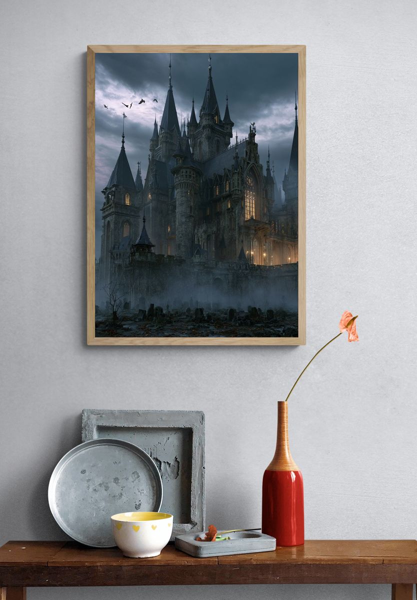Gothic Castle at Dusk Poster. — room view 3