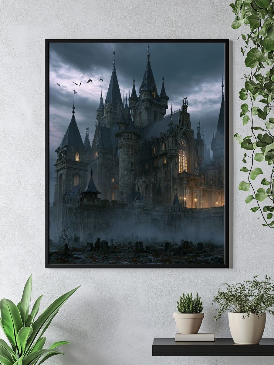Gothic Castle at Dusk Poster. — room view 4