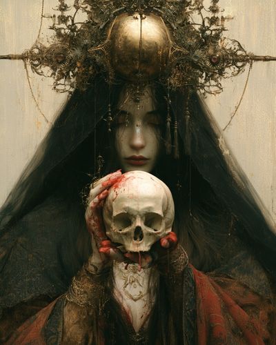Gothic Skull Portrait Print.