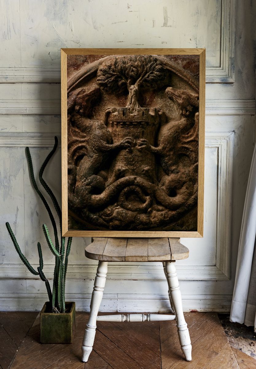 Gothic Stone Relief Print. room preview