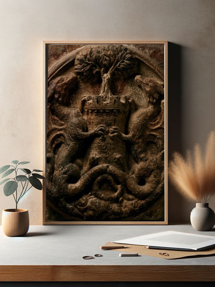 Gothic Stone Relief Print. — room view 2