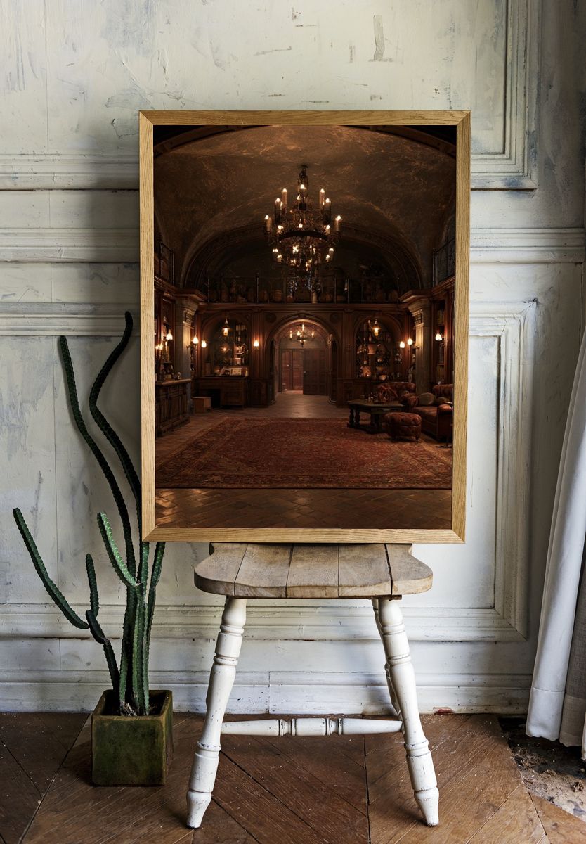 Gothic Library Interior Photography Poster. room preview