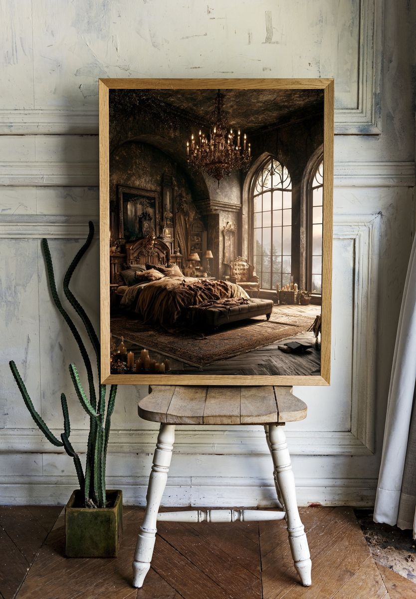 Gothic Bedroom Interior Photography Poster. room preview