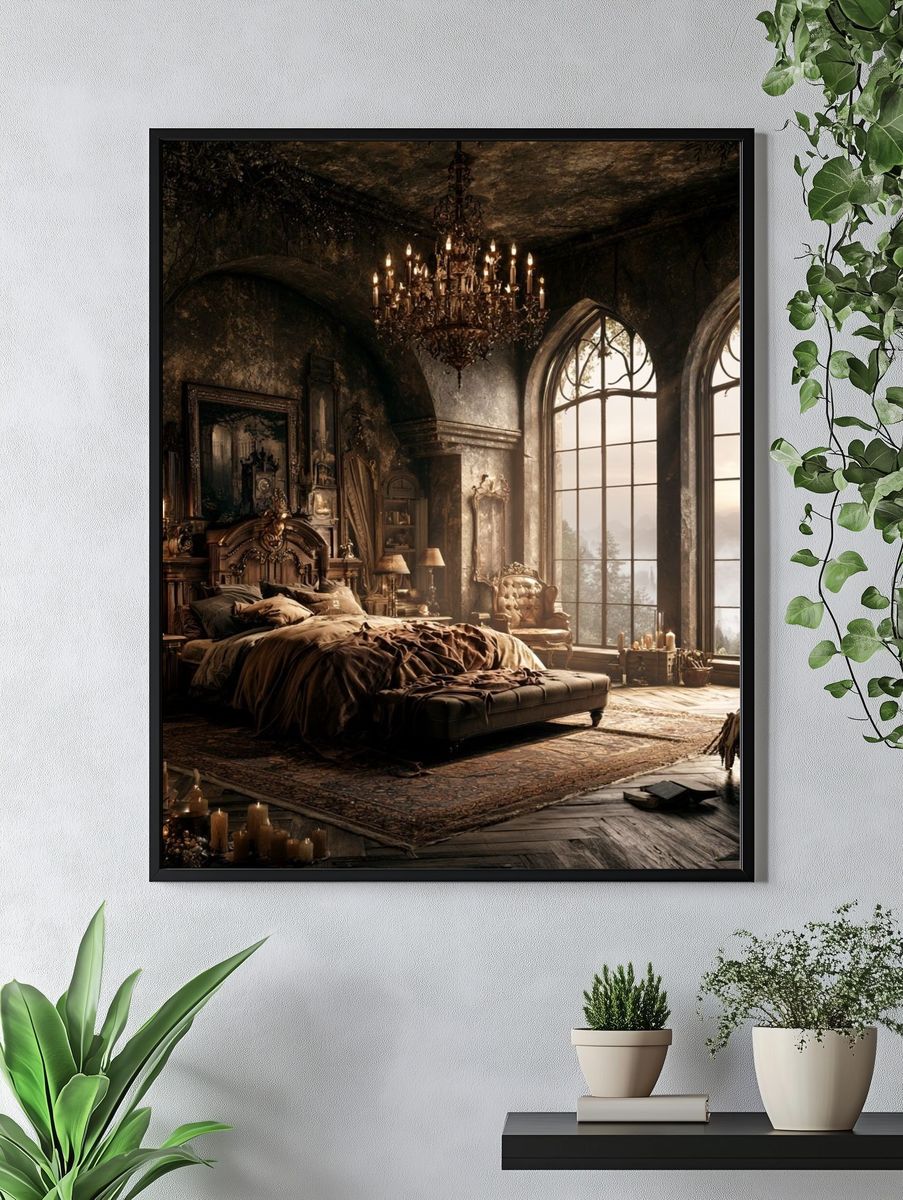 Gothic Bedroom Interior Photography Poster. — room view 4