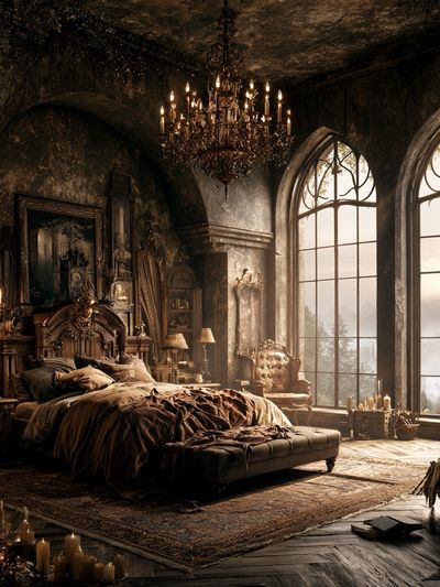 Gothic Bedroom Interior Photography Poster.