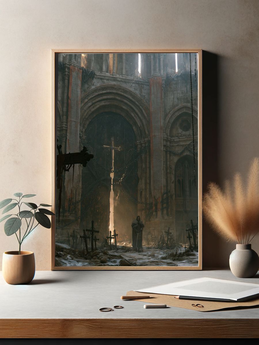 Gothic Ruins Cathedral Poster. — room view 2