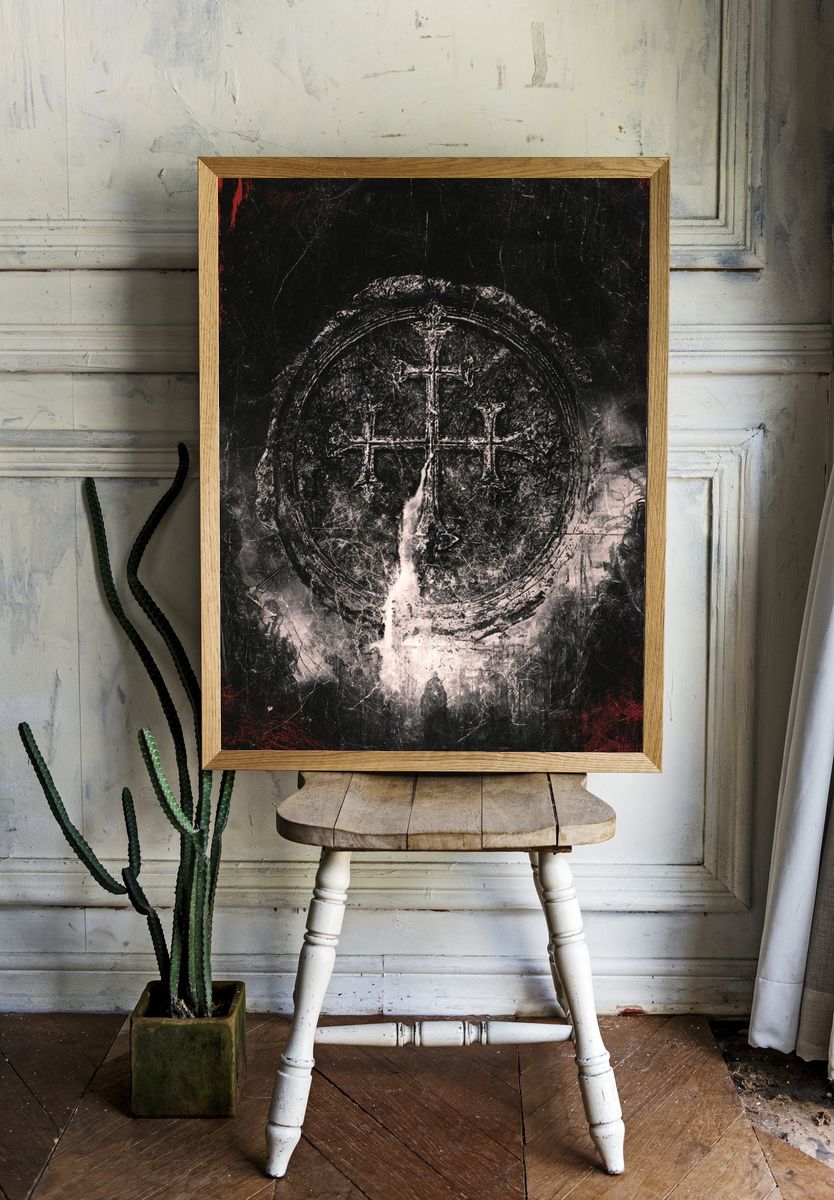 Cracked Cross Gothic Poster. — room view 1