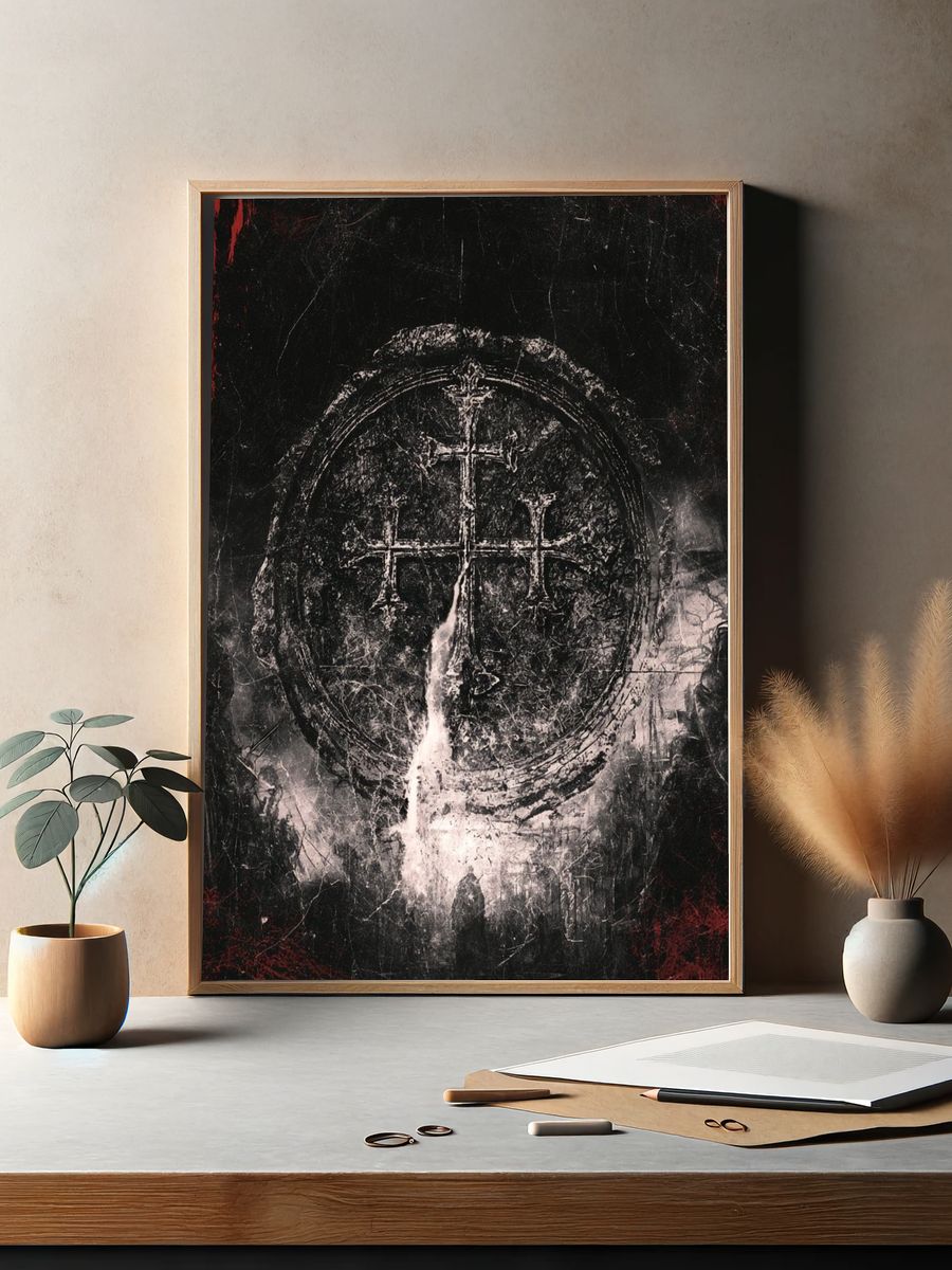 Cracked Cross Gothic Poster. — room view 2
