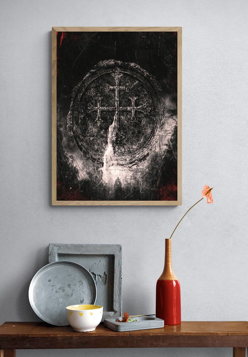 Cracked Cross Gothic Poster. — room view 3