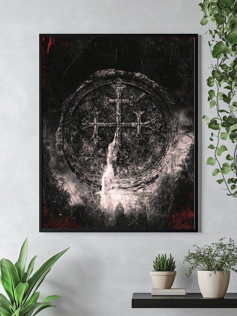 Cracked Cross Gothic Poster. — room view 4