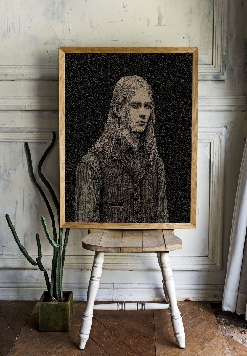 Gothic Portrait Etching Poster. — room view 1