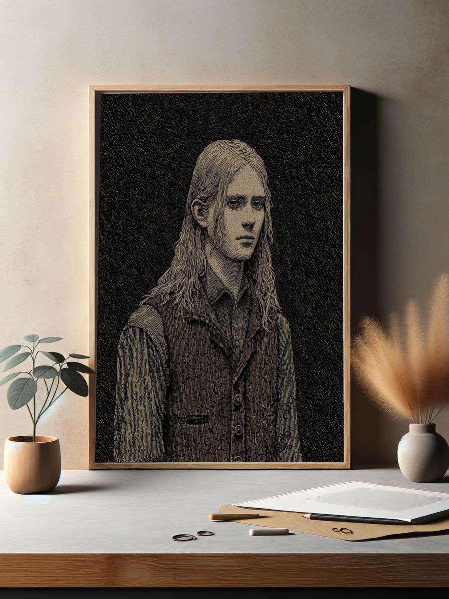 Gothic Portrait Etching Poster. — room view 2