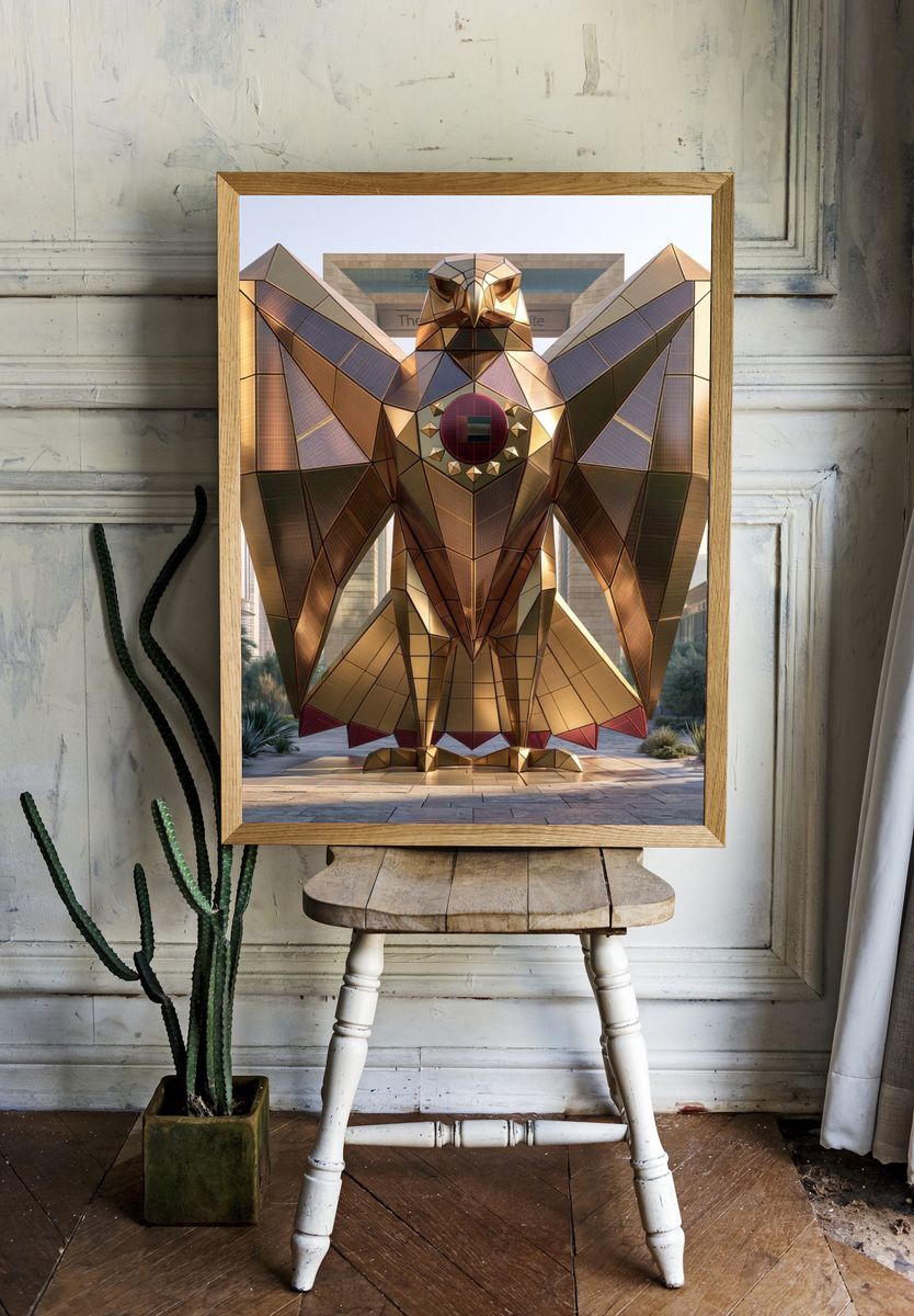 Geometric Owl Sculpture Poster. — room view 1