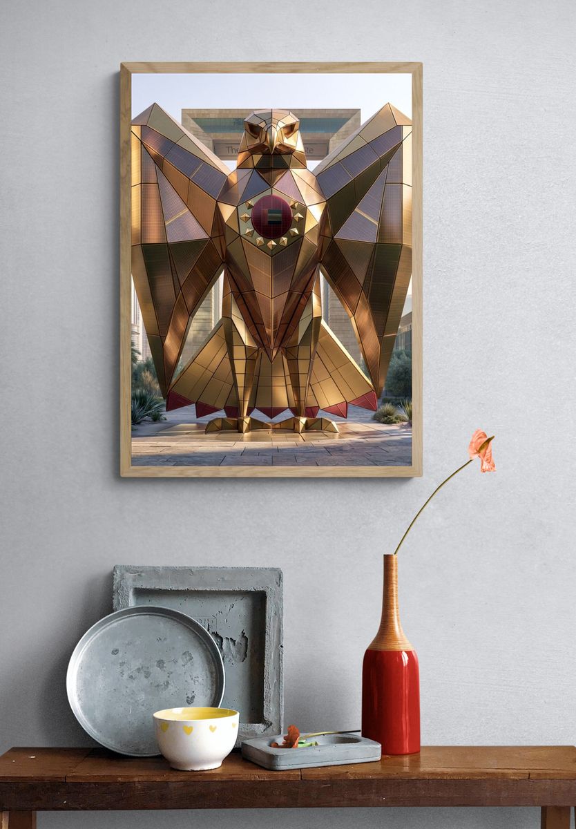 Geometric Owl Sculpture Poster. — room view 3