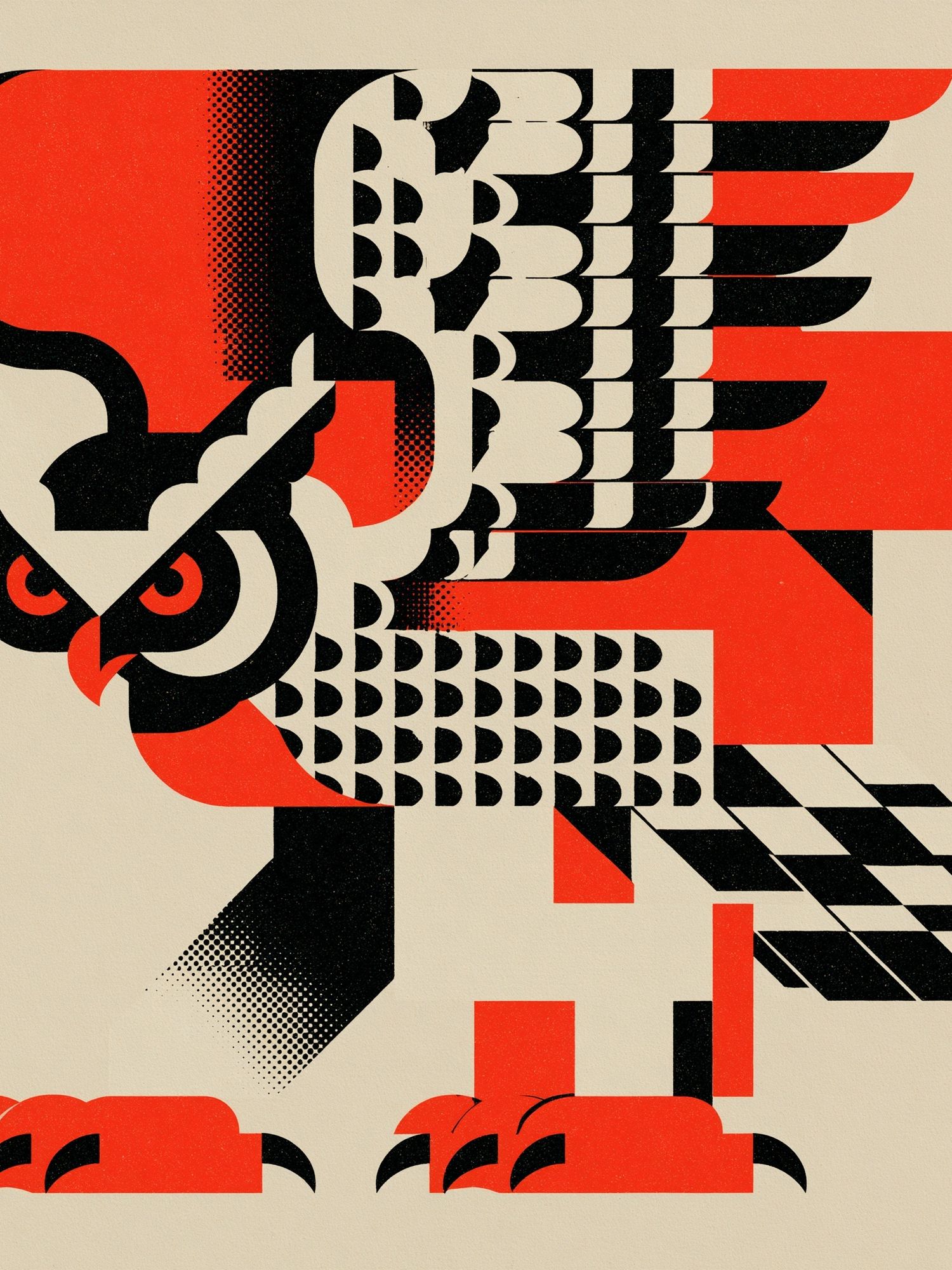 Geometric Owl Abstract Poster. poster — illustration art