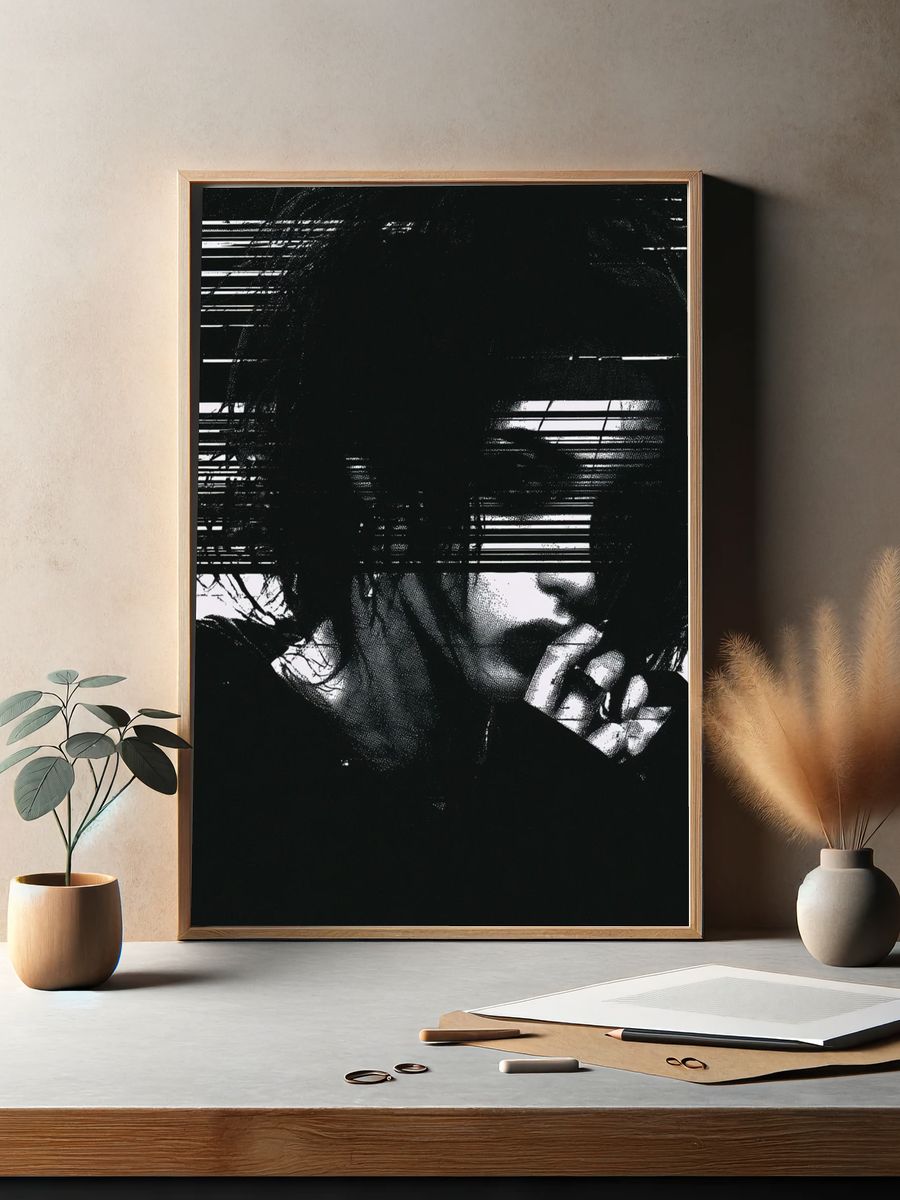 Glitch Portrait Black-White Print. — room view 2