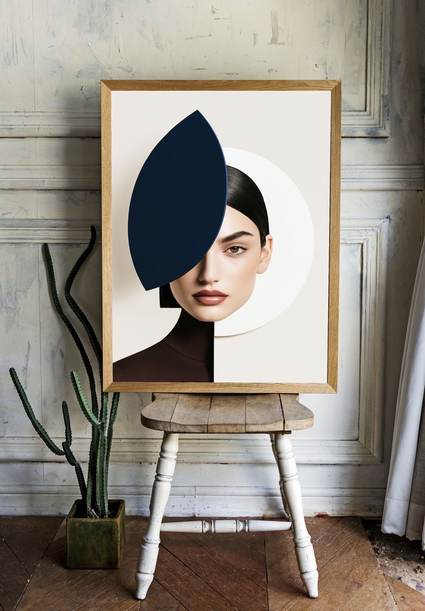 Geometric Portrait Illustration Poster. room preview
