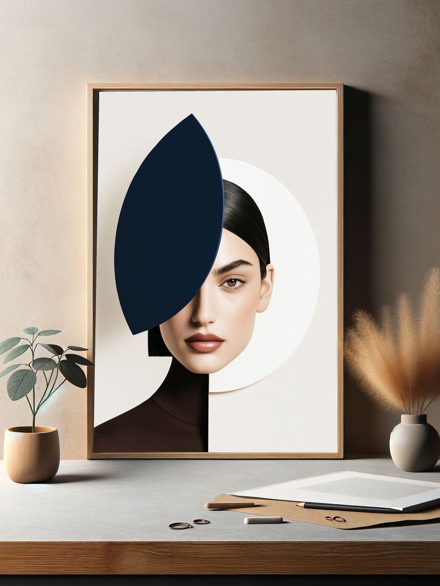 Geometric Portrait Illustration Poster. — room view 2