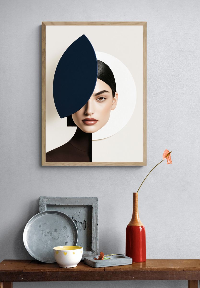 Geometric Portrait Illustration Poster. — room view 3