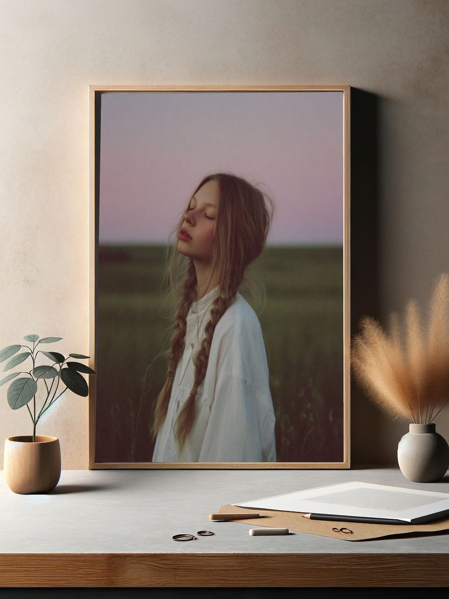 Serene Girl in Nature — Photography Print. — room view 2