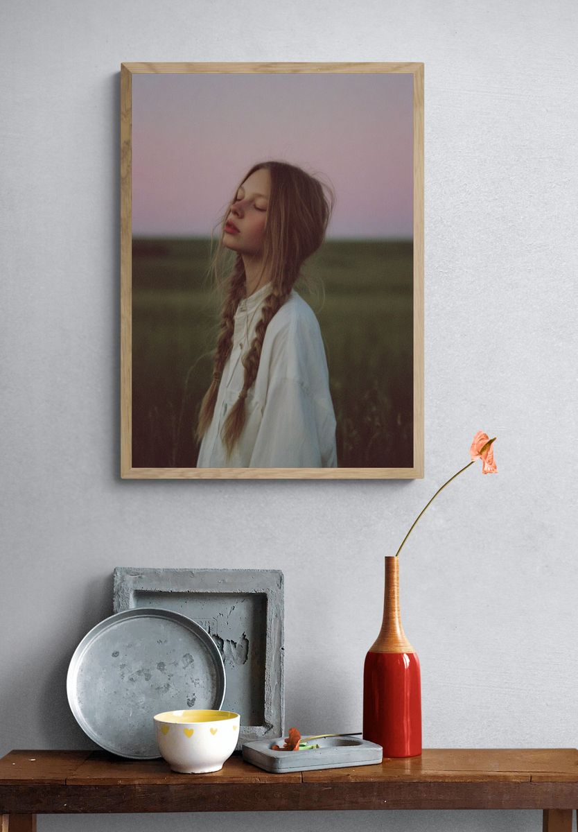 Serene Girl in Nature — Photography Print. — room view 3