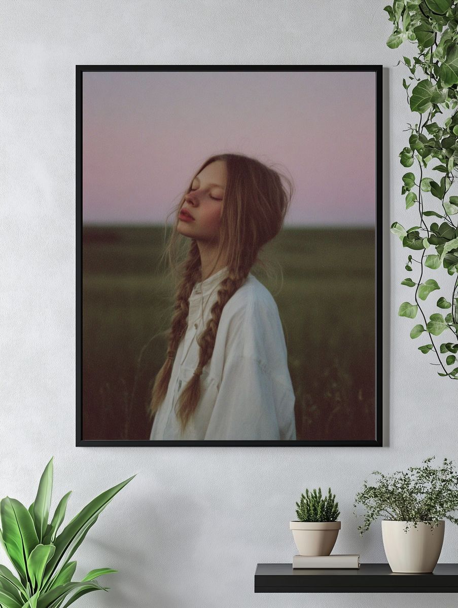 Serene Girl in Nature — Photography Print. — room view 4