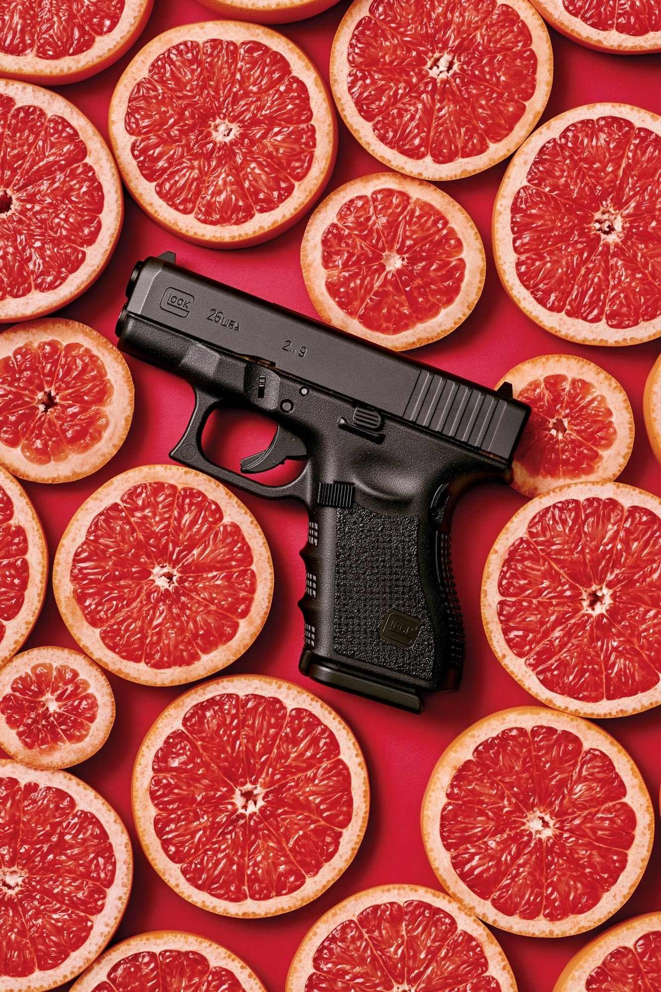 Grapefruit and Pistol Surreal Print. poster — fine-art art