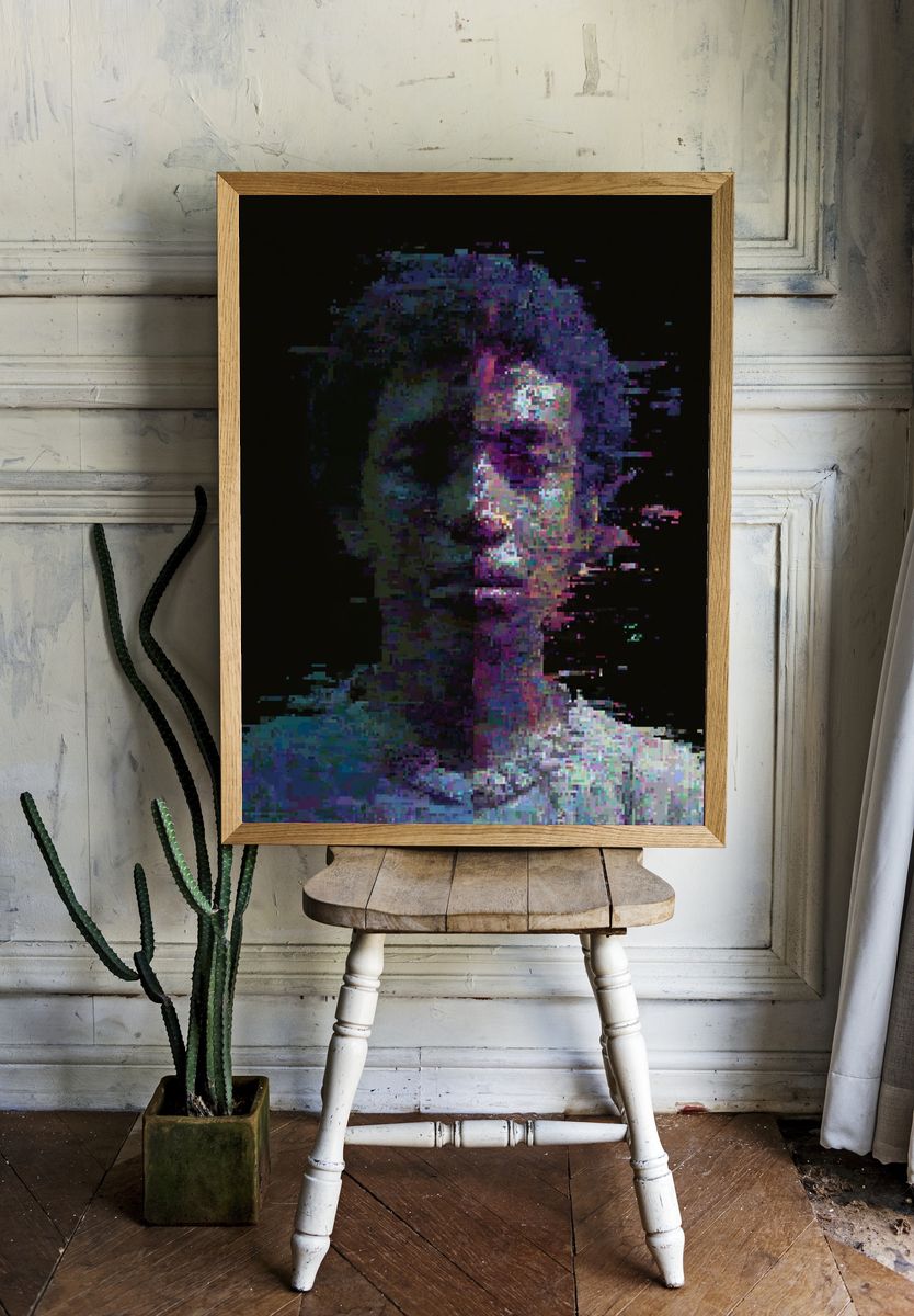 Glitch Portrait — Digital Art Print. — room view 1