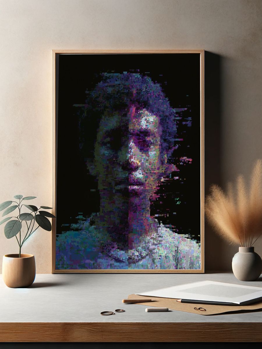 Glitch Portrait — Digital Art Print. — room view 2