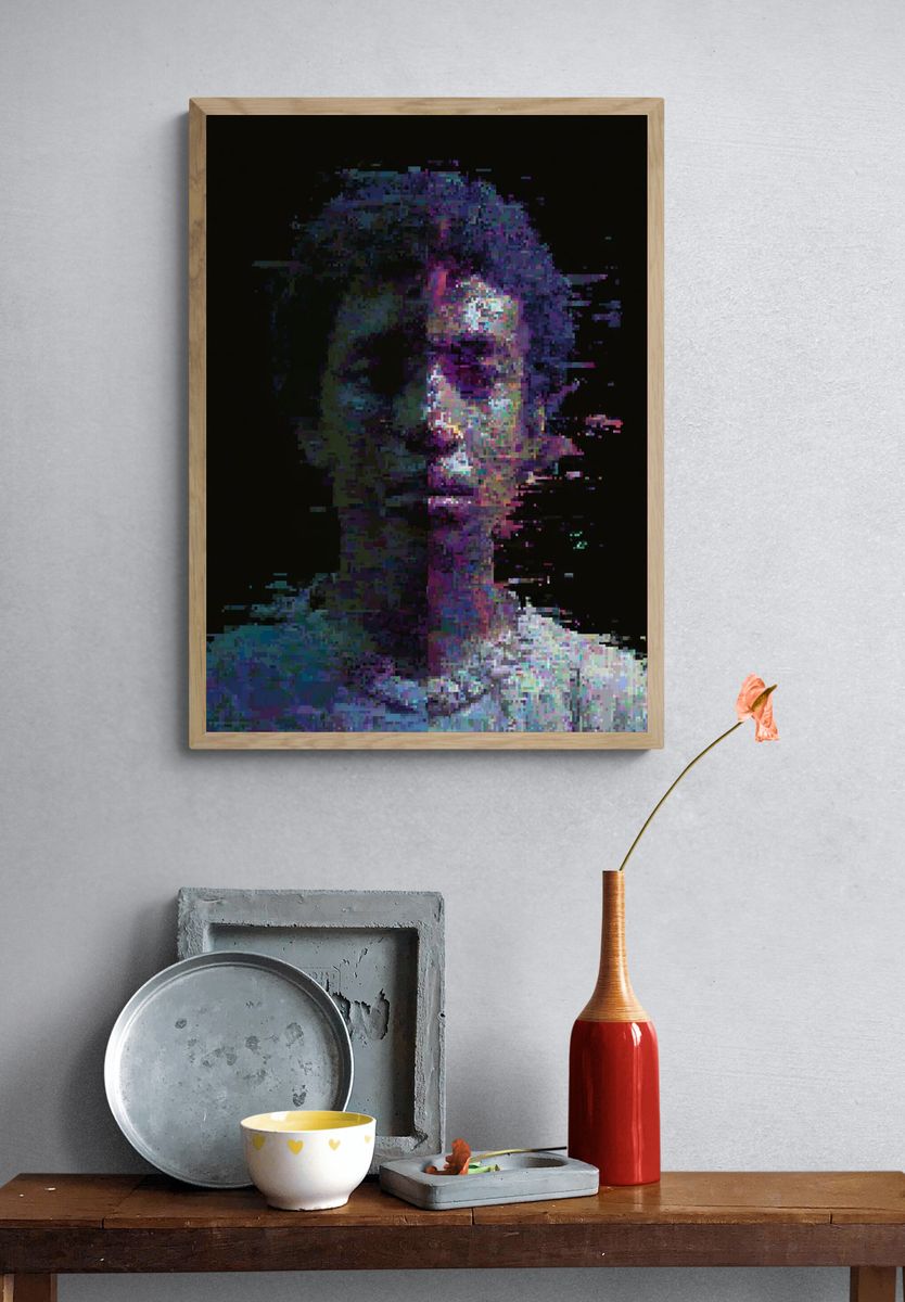 Glitch Portrait — Digital Art Print. — room view 3