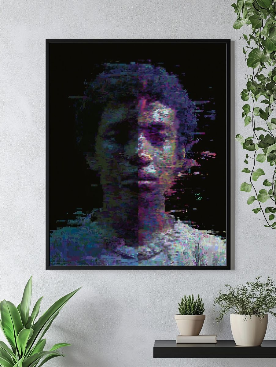 Glitch Portrait — Digital Art Print. — room view 4