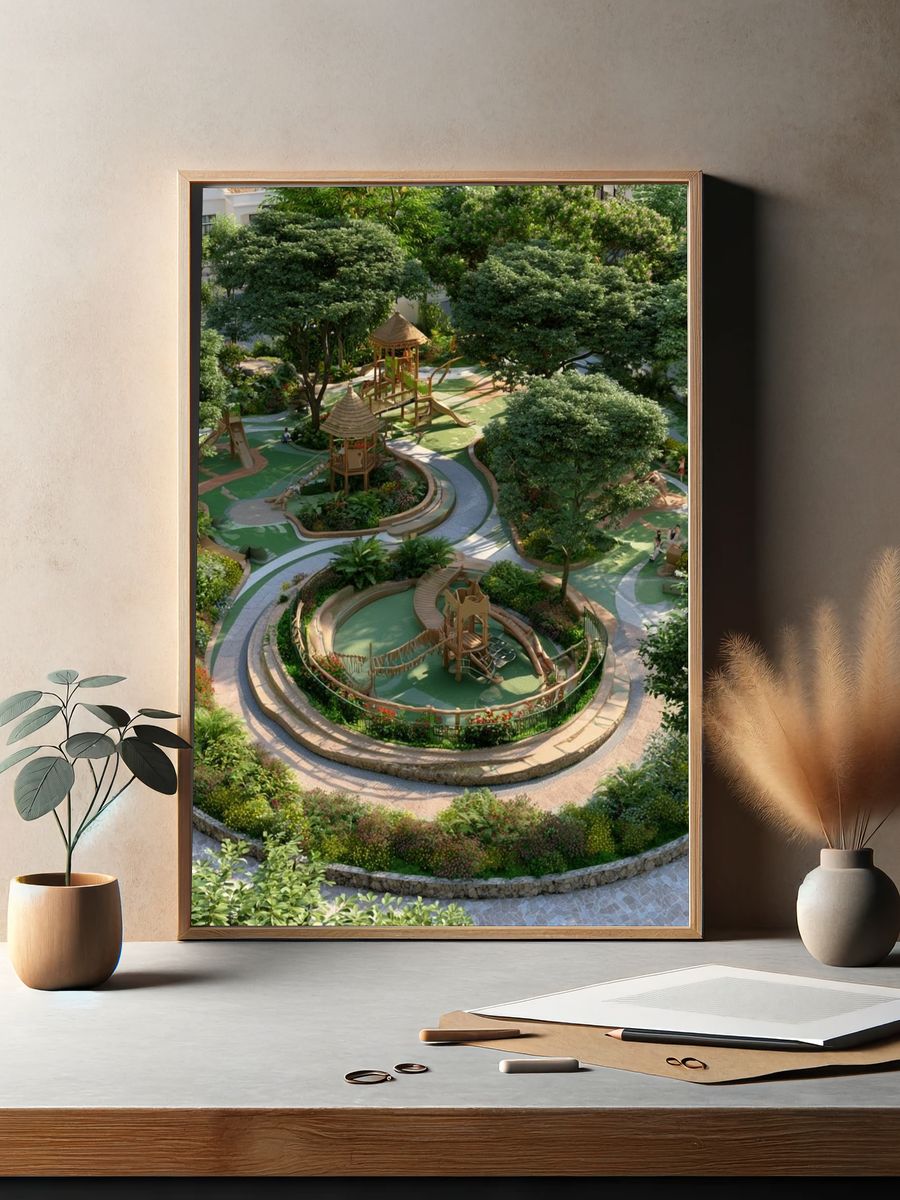 Lush Garden Playground Photography Poster. — room view 2