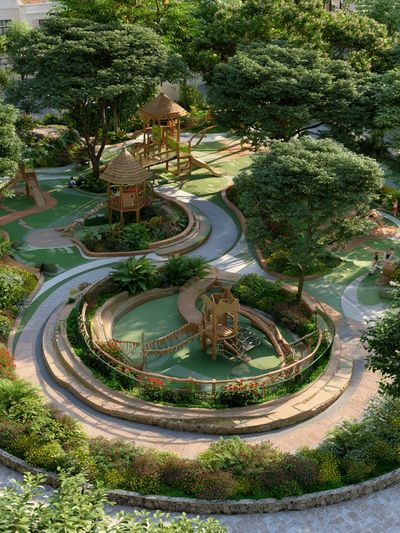 Lush Garden Playground Photography Poster.