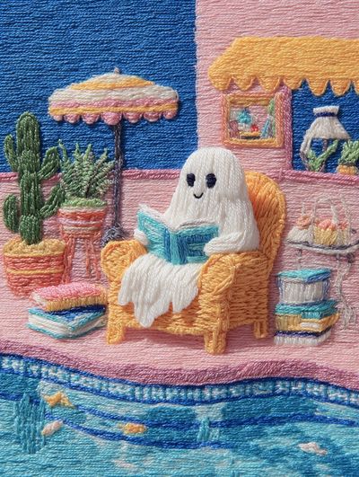 Ghost Reading by the Pool