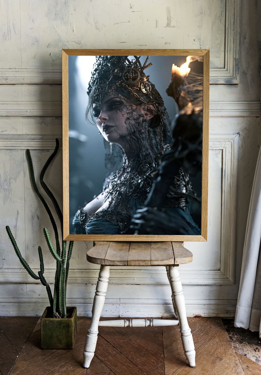Gothic Queen Portrait Print. room preview