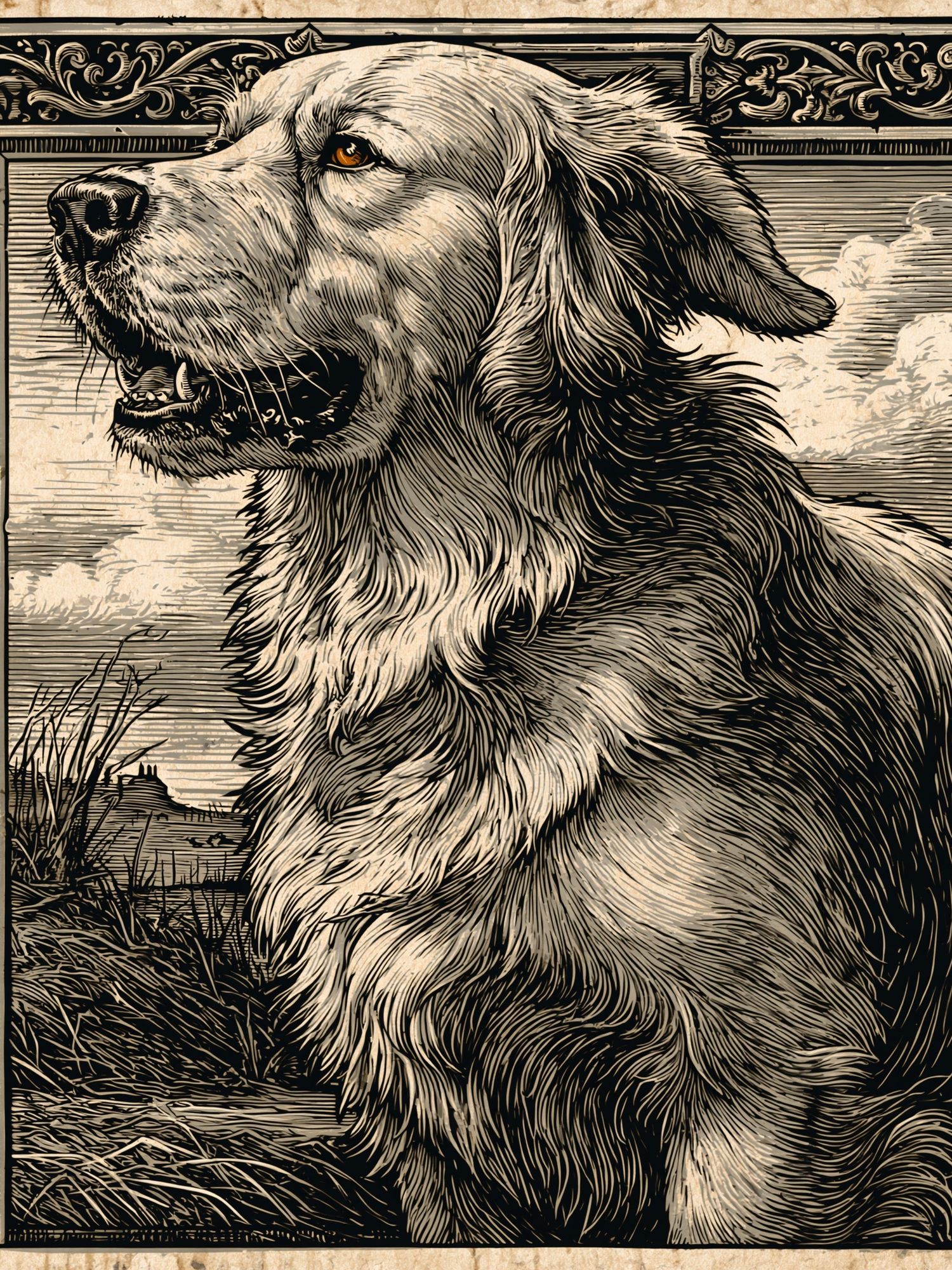 Golden Retriever Vintage Illustration Poster. poster — animals art