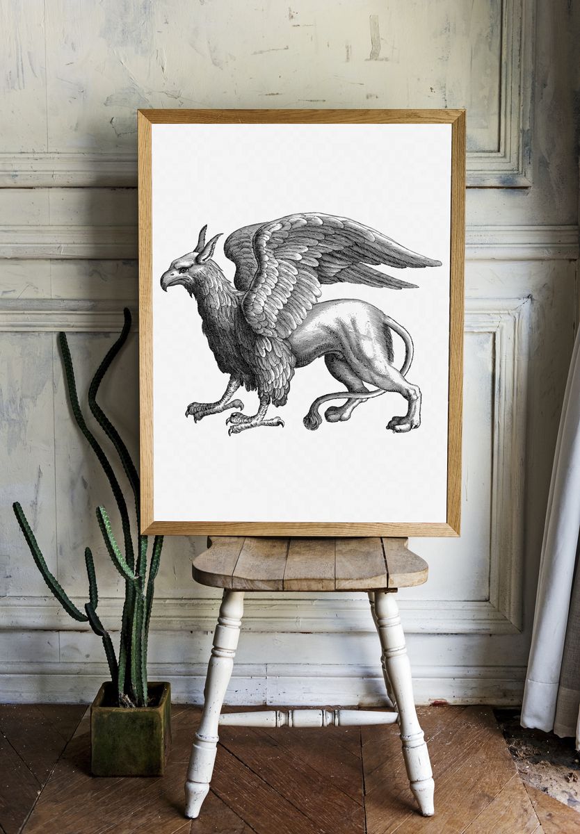 Mythical Griffin Illustration Poster. — room view 1