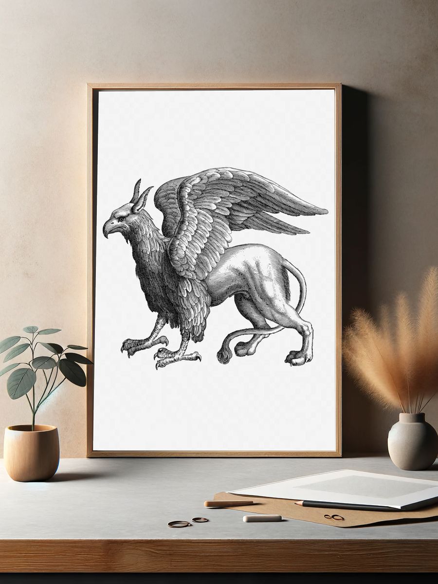 Mythical Griffin Illustration Poster. — room view 2