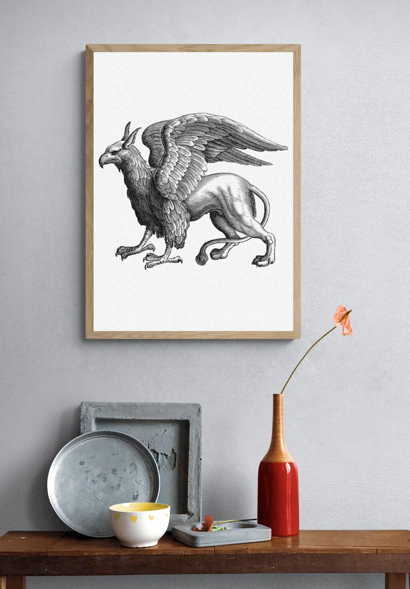 Mythical Griffin Illustration Poster. — room view 3