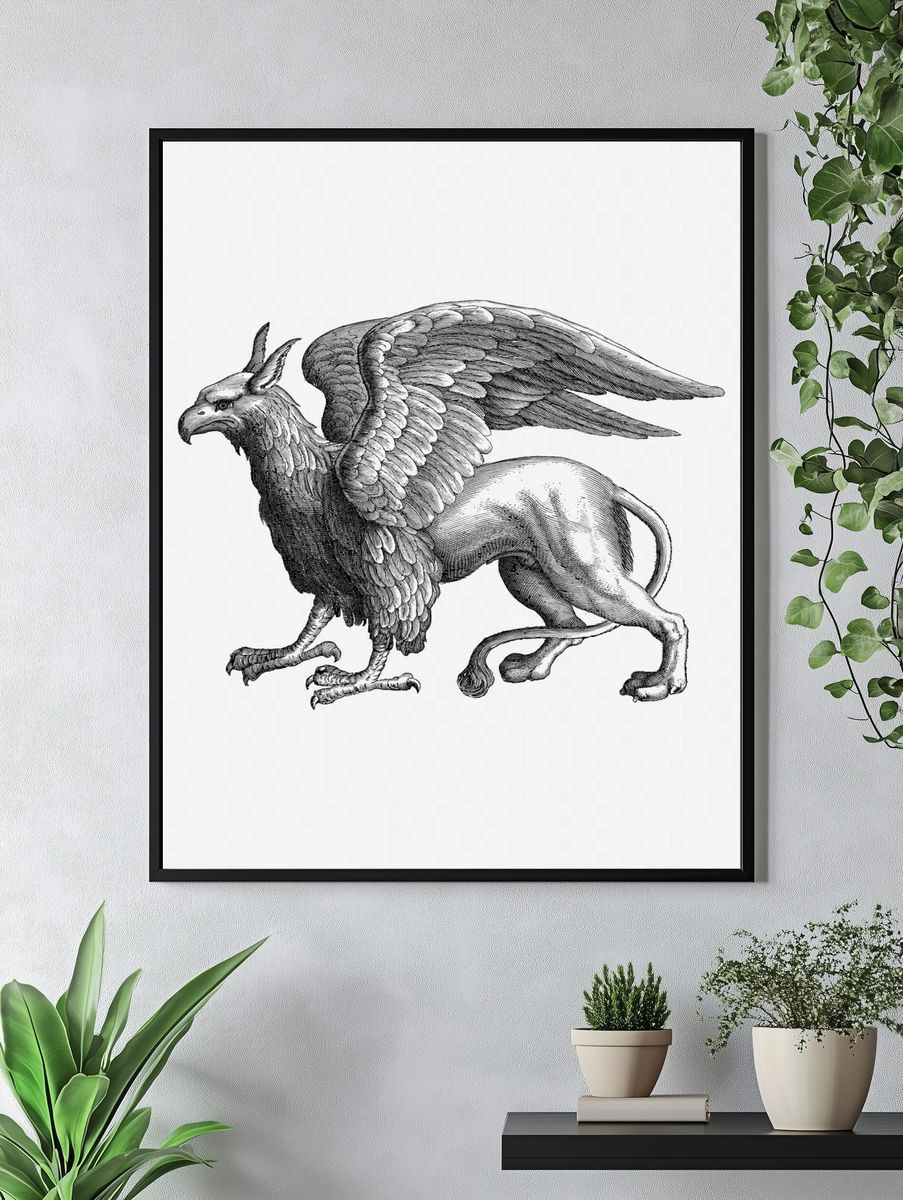 Mythical Griffin Illustration Poster. — room view 4