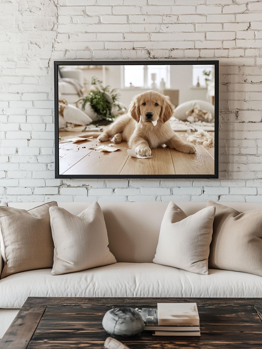 Golden Retriever Puppy Photography Poster. — room view 1