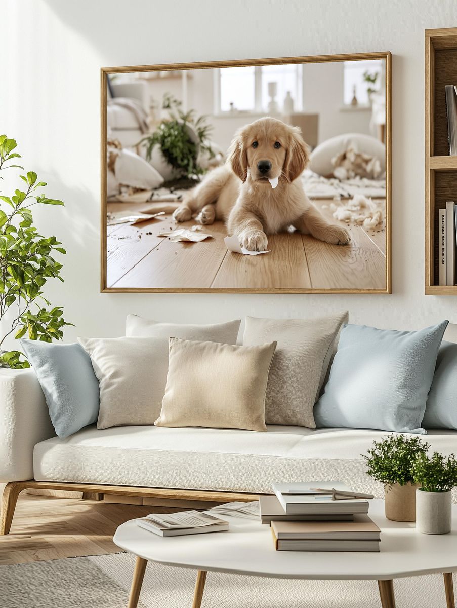 Golden Retriever Puppy Photography Poster. — room view 2