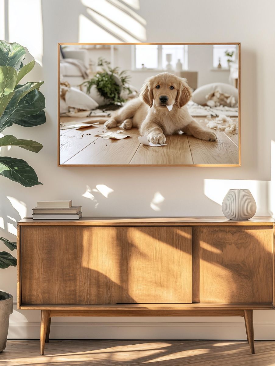 Golden Retriever Puppy Photography Poster. — room view 3