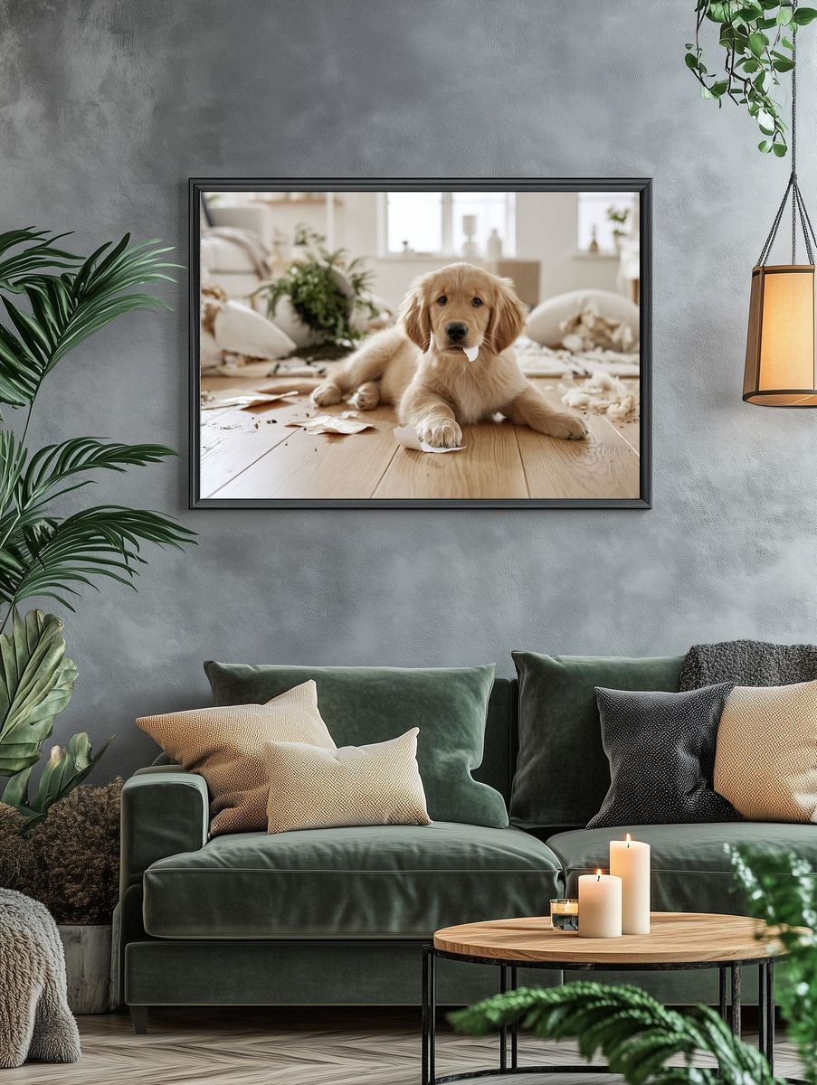 Golden Retriever Puppy Photography Poster. — room view 4