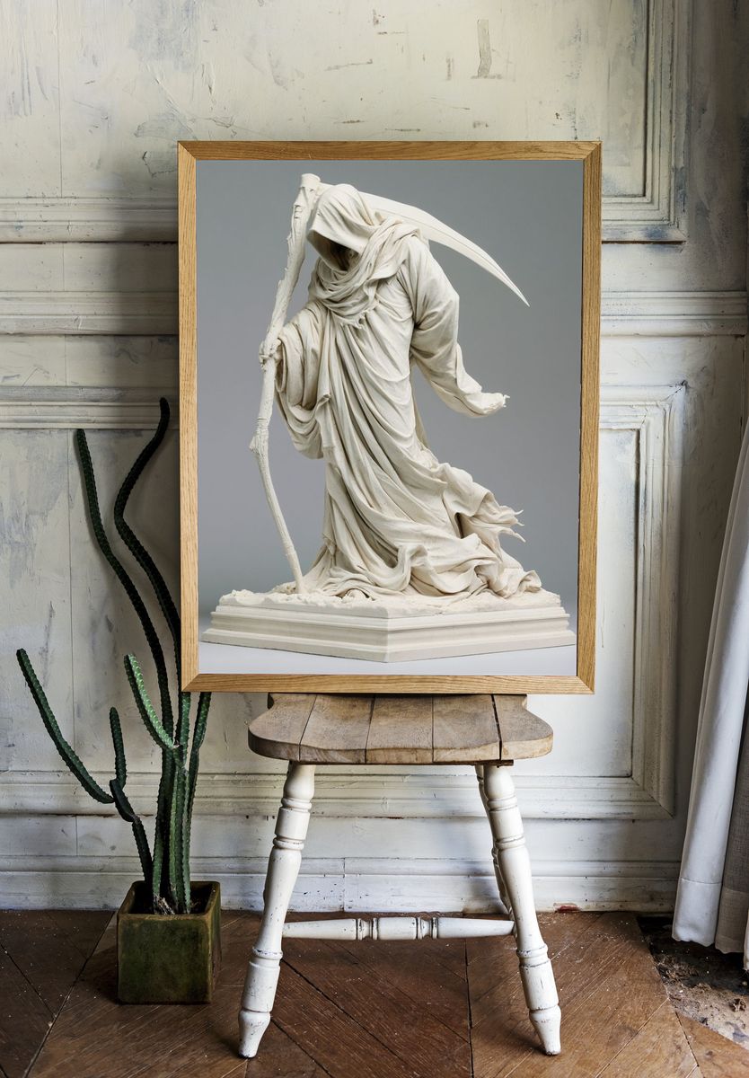 Grim Reaper Sculpture Photography Poster. room preview