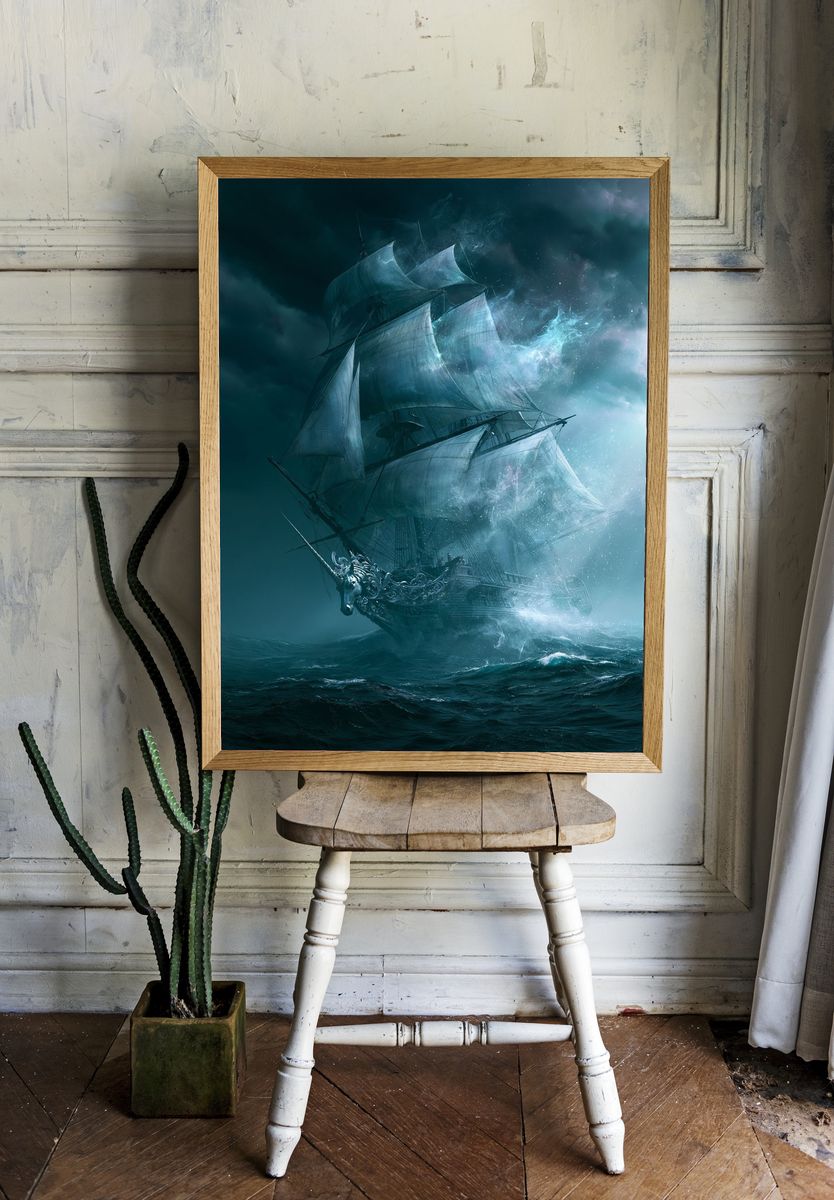 Ghost Ship Fantasy Poster. room preview
