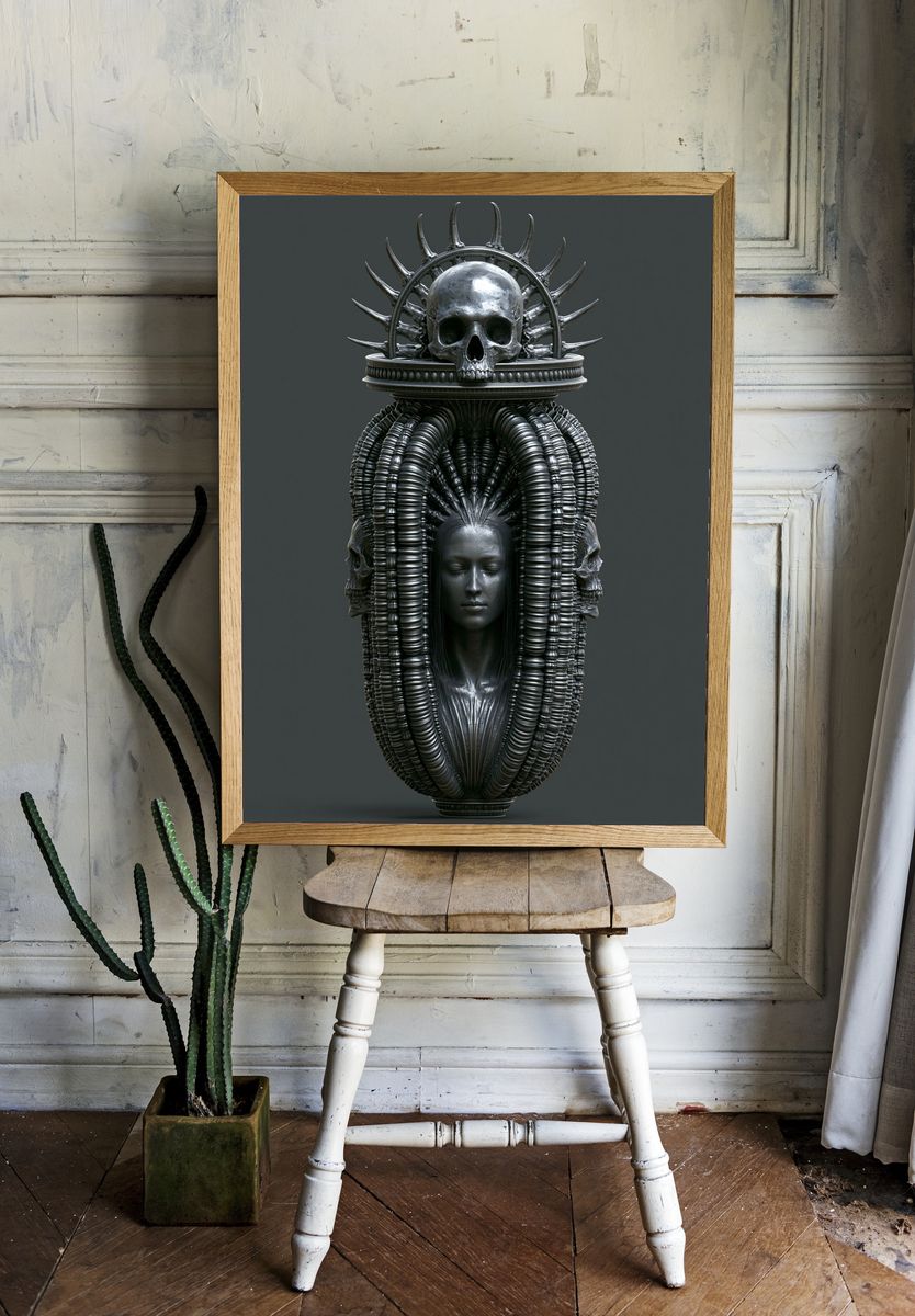 Gothic Skull Sculpture Poster. — room view 1