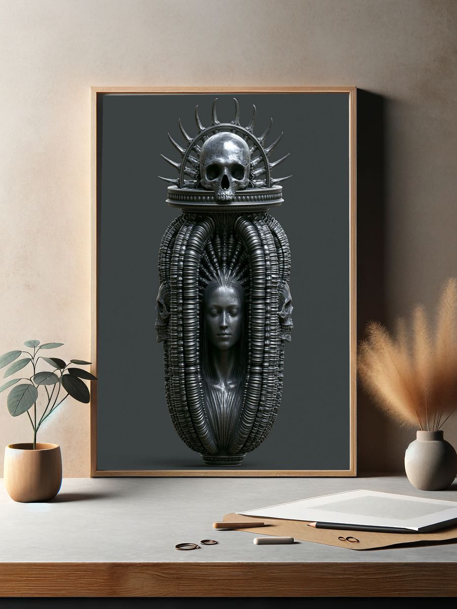 Gothic Skull Sculpture Poster. — room view 2