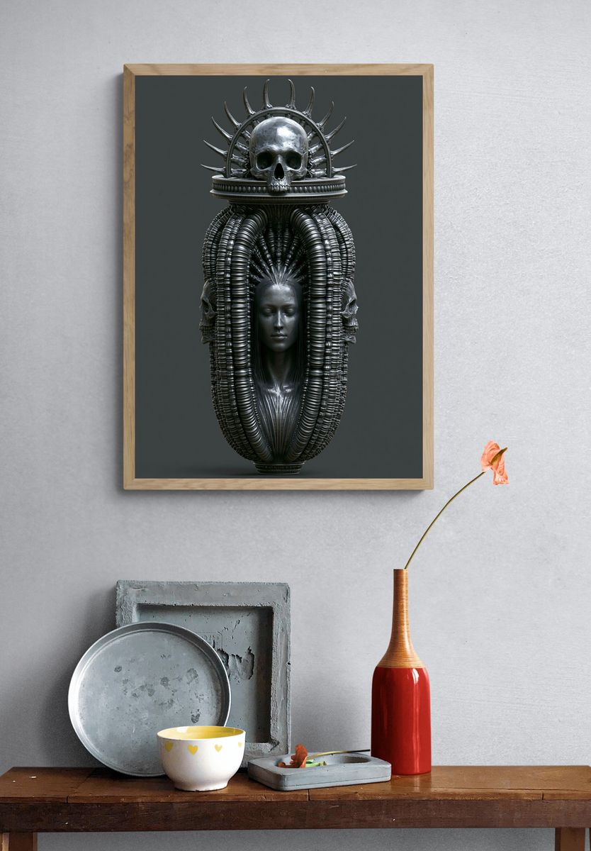 Gothic Skull Sculpture Poster. — room view 3