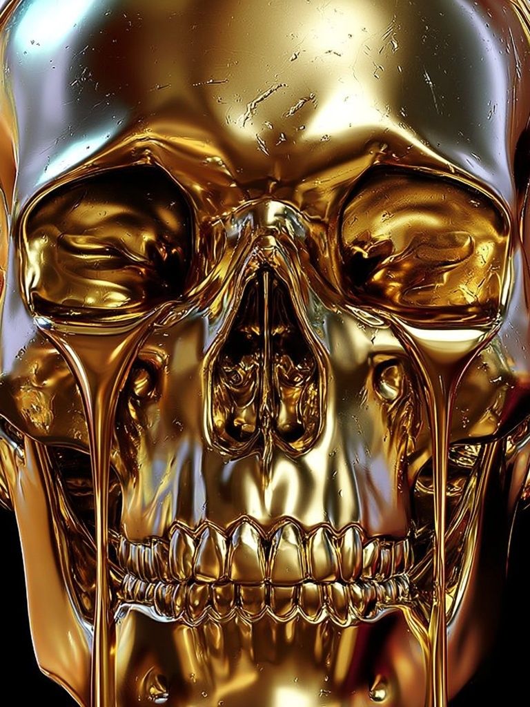Golden Skull Surrealism Poster. poster detail